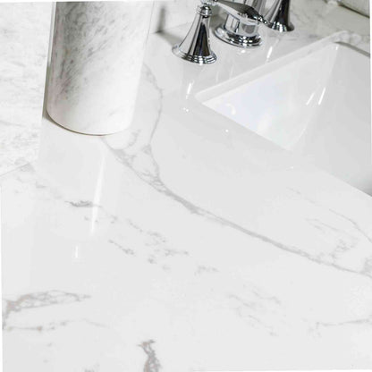 Functional Carrara marble vanity top with modern design elements