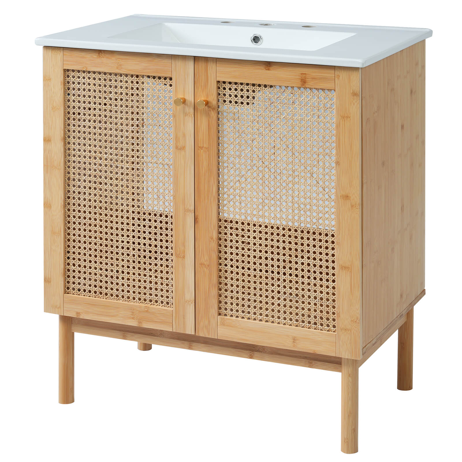 Functional and stylish 30 inch rattan bathroom vanity for limited space