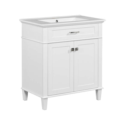 Functional and stylish 30 inch vanity with adjustable shelves for storage