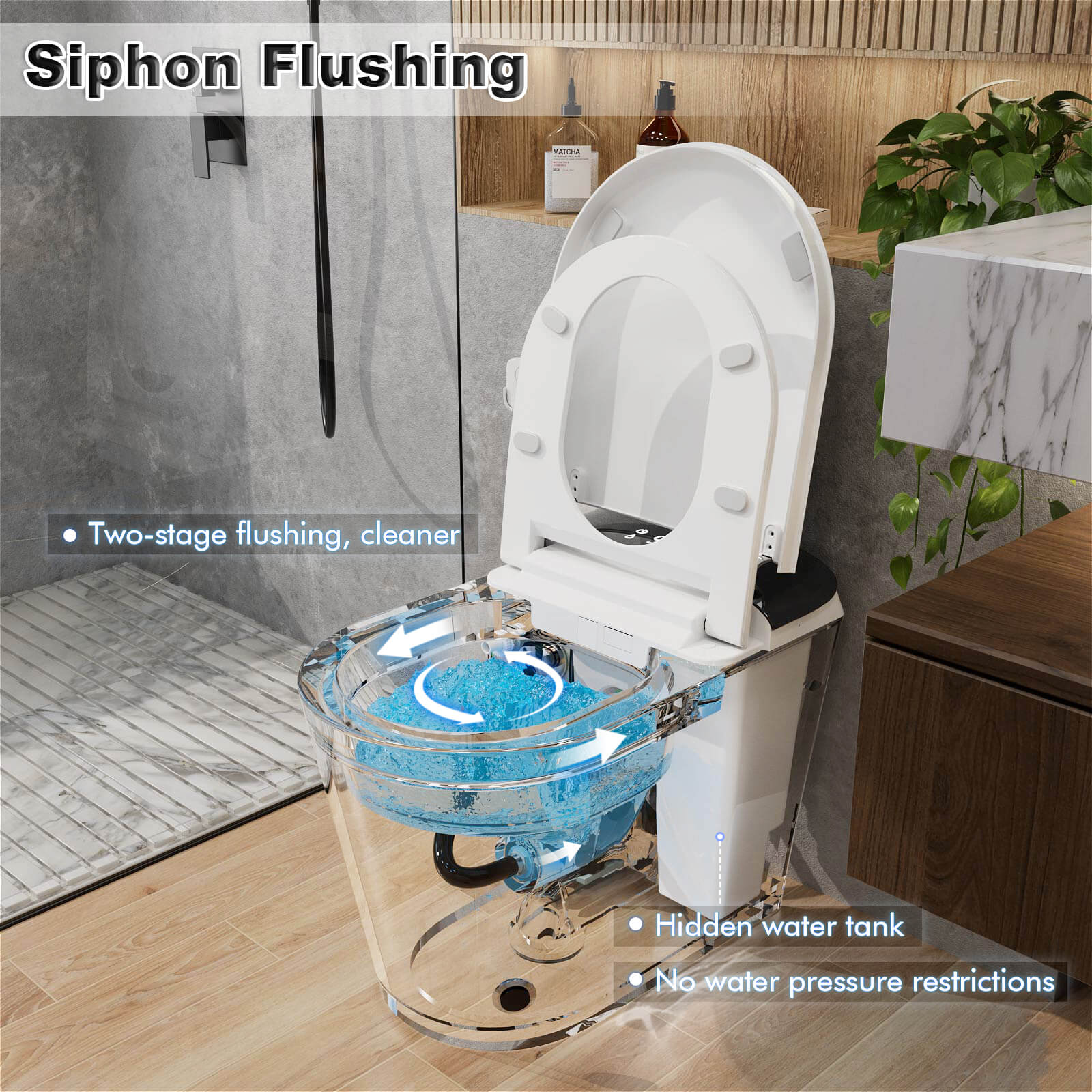 Functional description of G3 510WB smart toilet automatic heated seat siphon flush