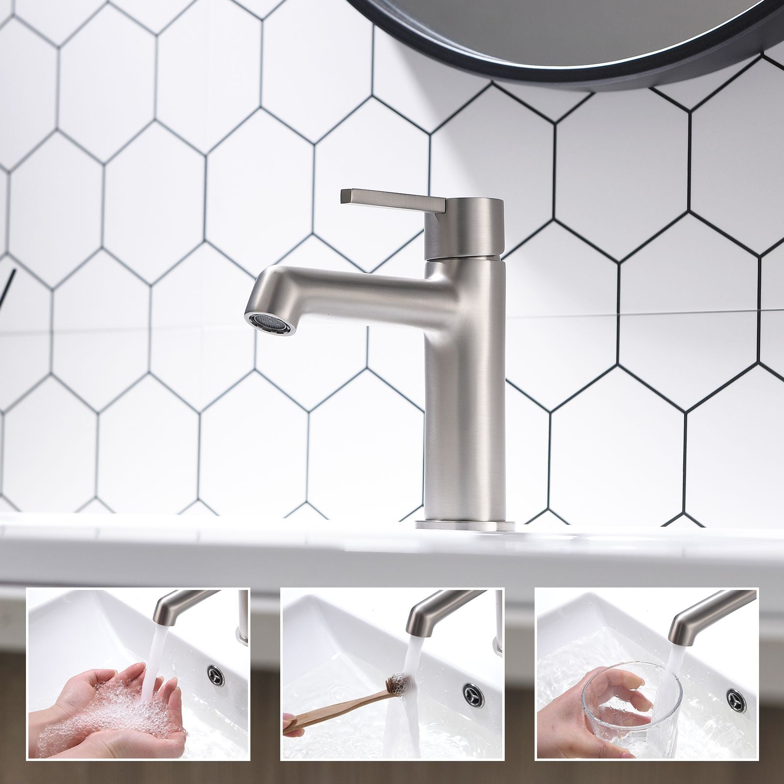 Geometric Sink Faucet with Long Spout