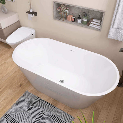 Gloss White Oval Stand Alone Bathtub in Acrylic sheet