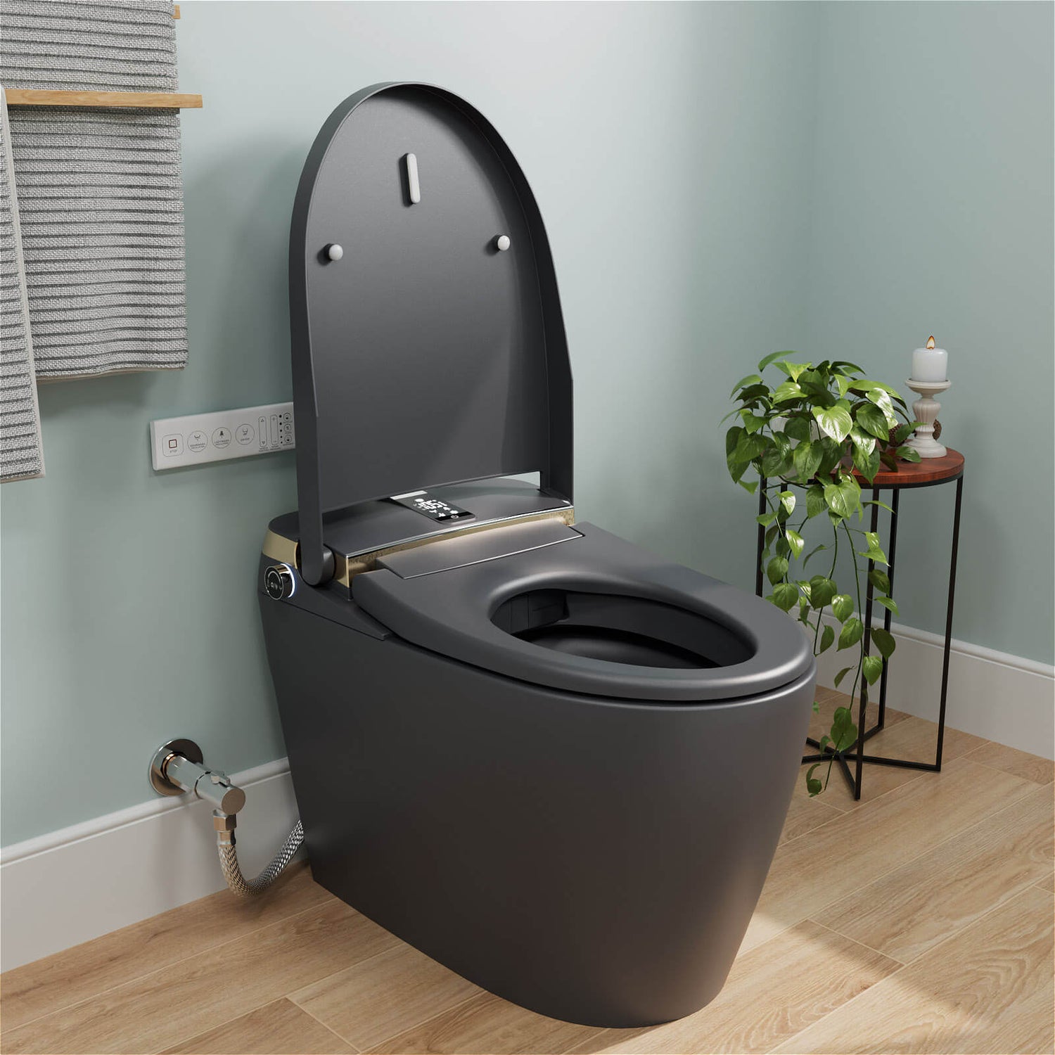 Tankless Elongated Smart Bidet Toilet with Heated Seat, Drying, Night Light