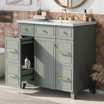 Green bathroom vanity with refreshing design for modern homes