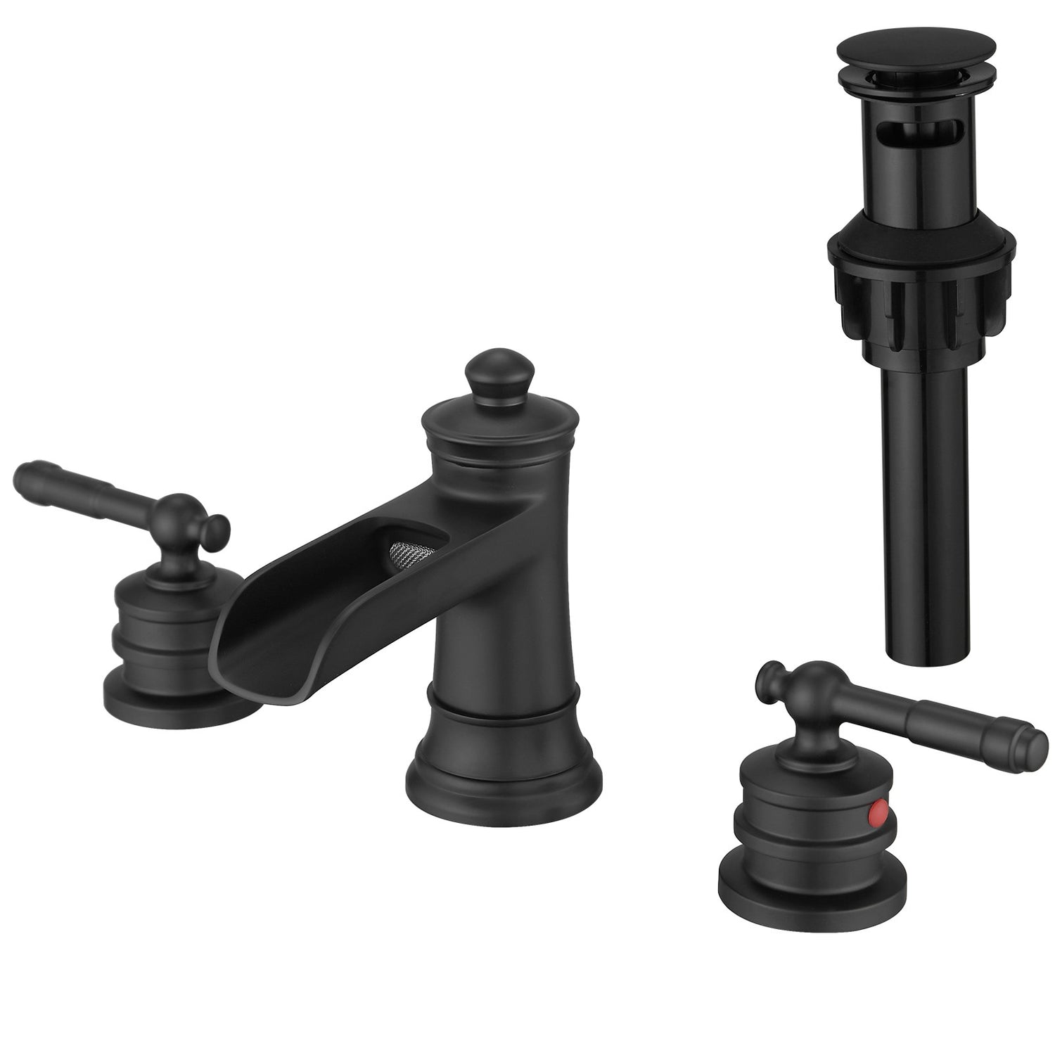 Half Hollow-out Faucet with Pop-Up Drain Black