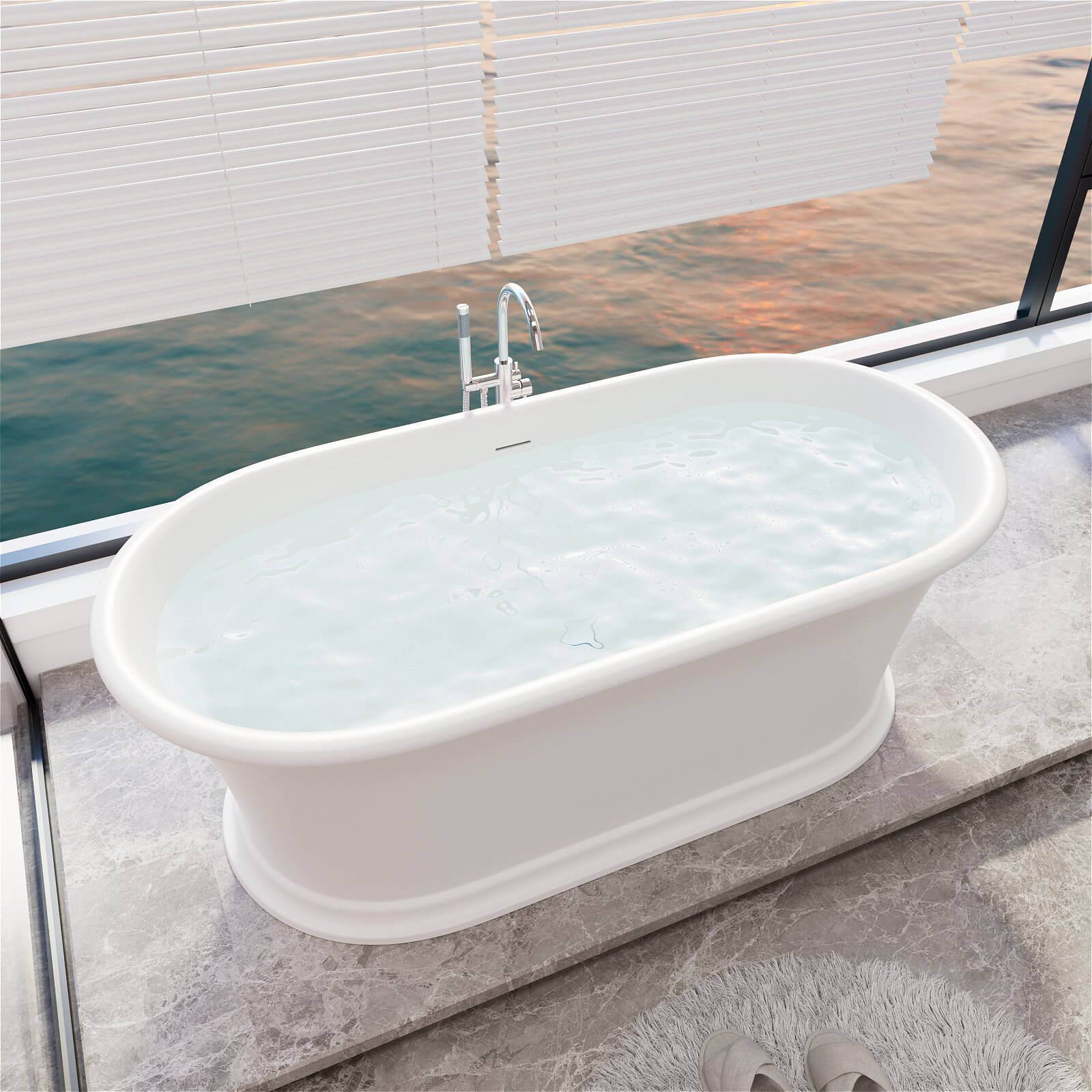 High end modern pedestal tub with ergonomic design and 103_ back support