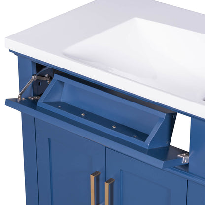 High-quality solid wood frame navy blue vanity