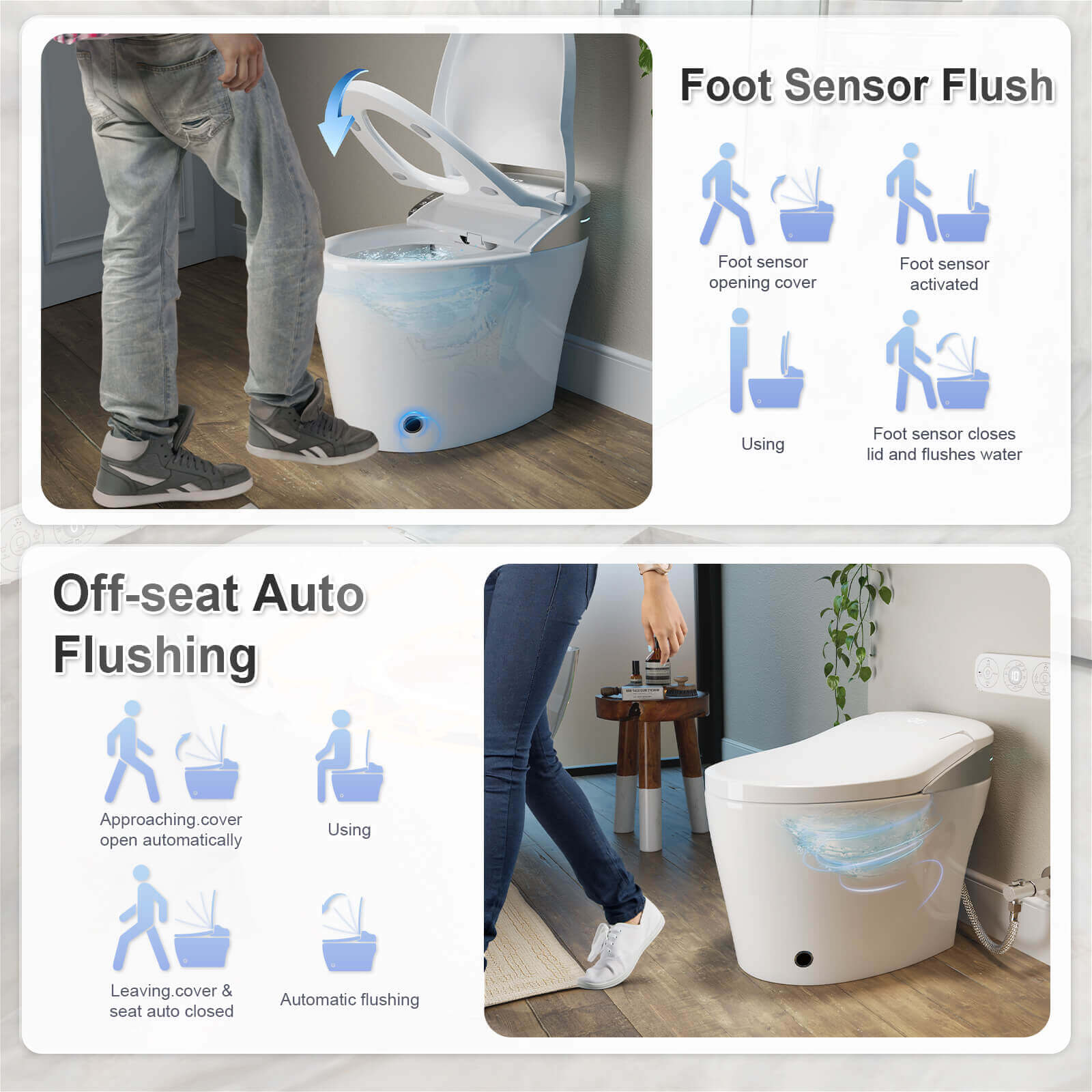 Instructions for the automatic opening and flushing of the smart toilet for the elderly