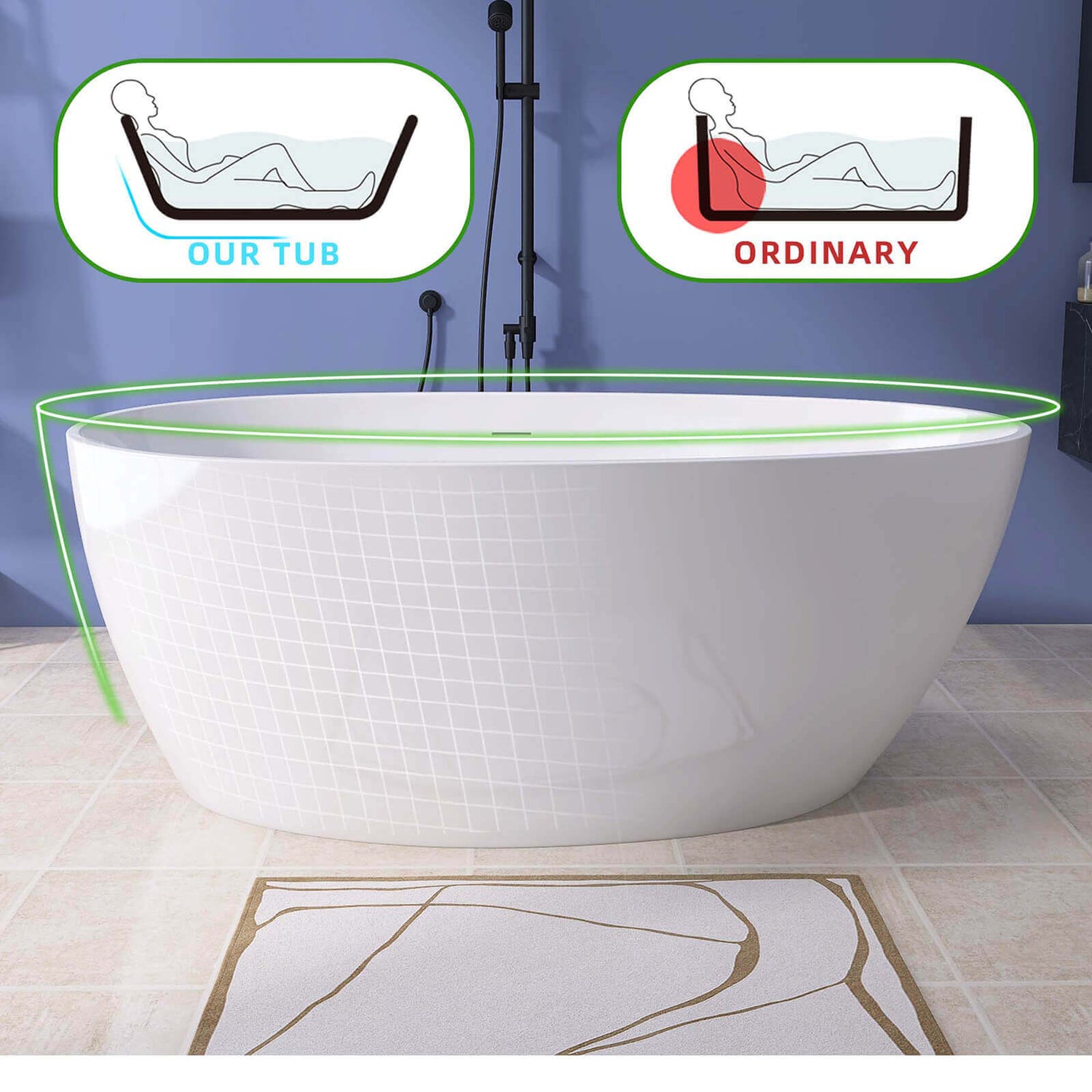 Insulated Acrylic stand alone Soaking Tub