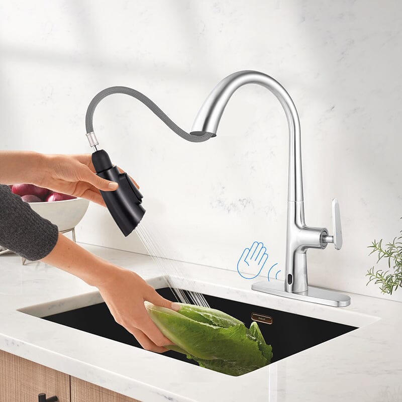 Giving Tree Kitchen Sensor High Arc Faucets Single Handle Pull Down