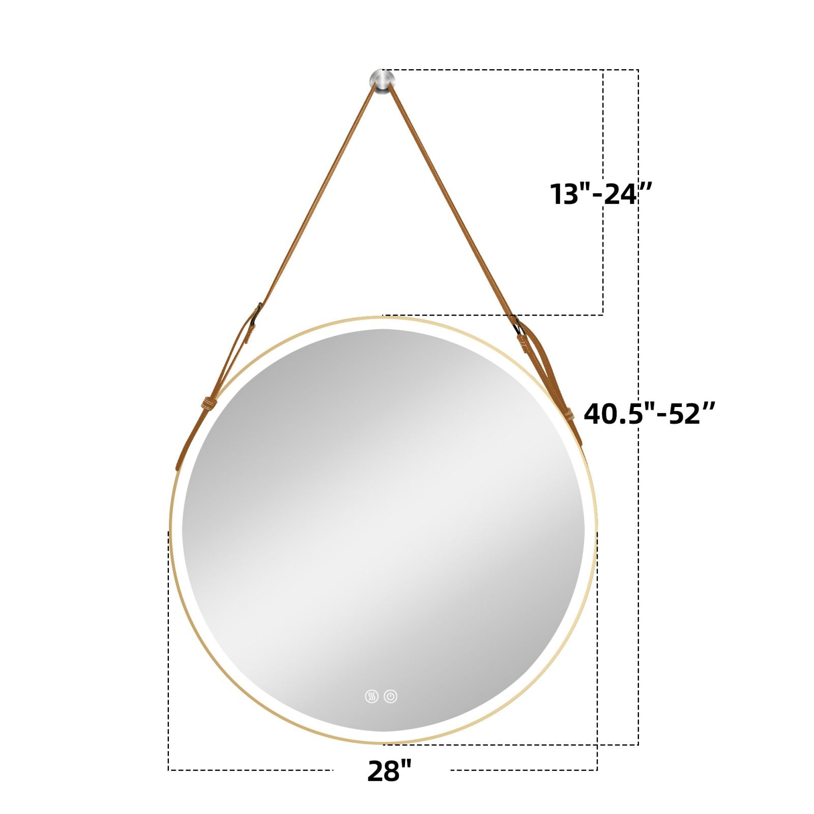 LED 28 Inch Bathroom Mirror with Anti Fog and Adjustable Lighting Size