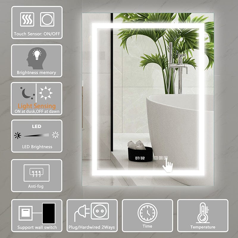 28 x 36 Inch LED Bathroom Mirror with Night light Anti Fog Dimmable Touch Button Slim