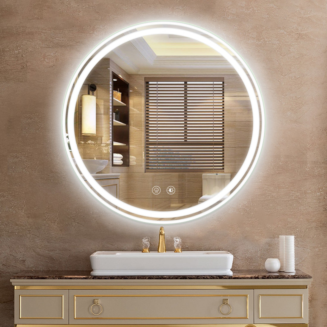 LED Round Bathroom Mirror with Anti-Fog