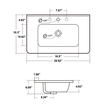 Light Wood R36 Basin Sink Size