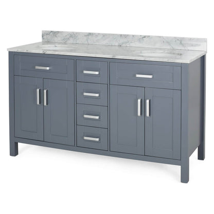 Luxury 61 inch Freestanding Vanity with Italian Carrara White Marble Top