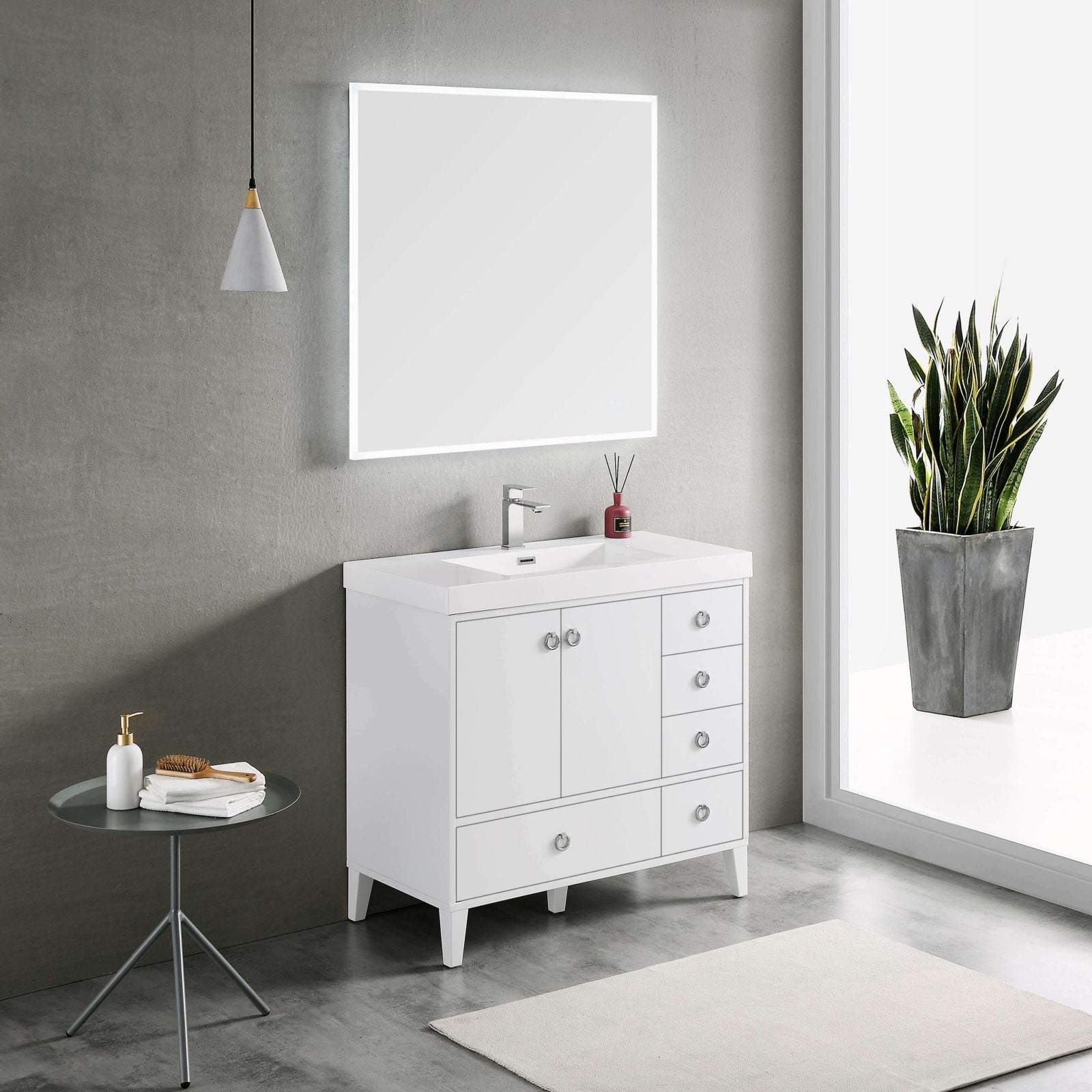 Lyon 36&quot; Freestanding Vanity 2 Doors 5 Drawers