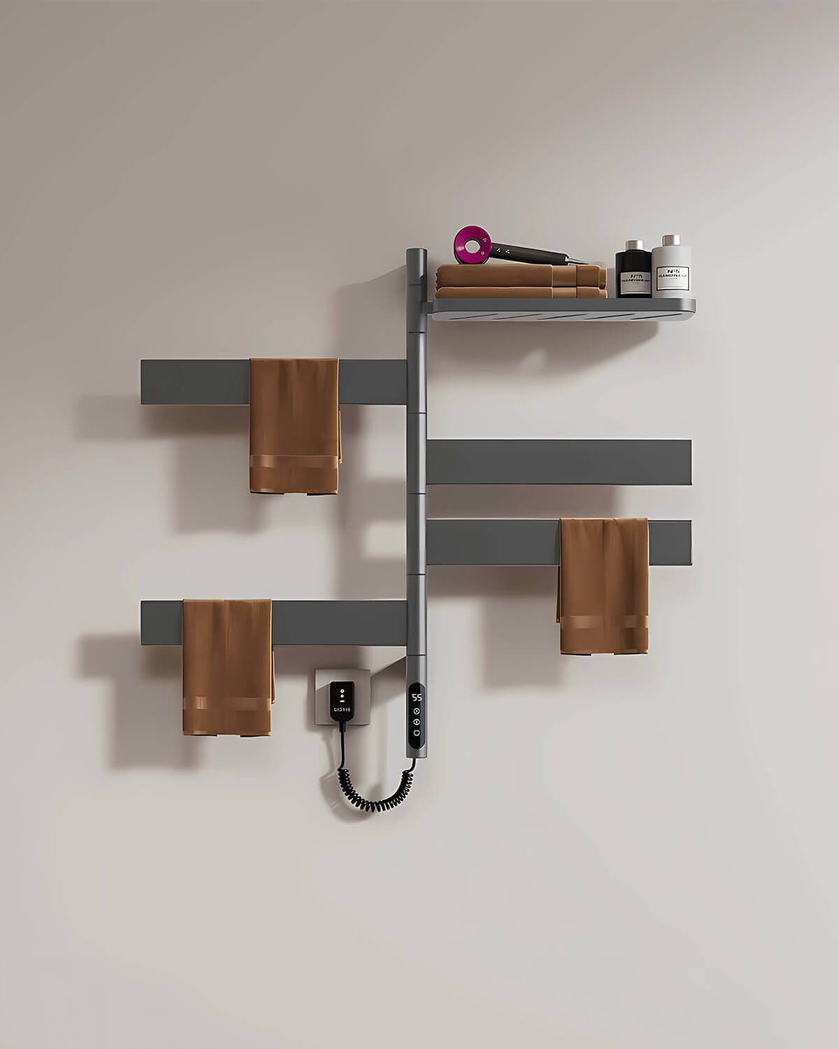 Matt Grey 4-Bar Towel Warmer