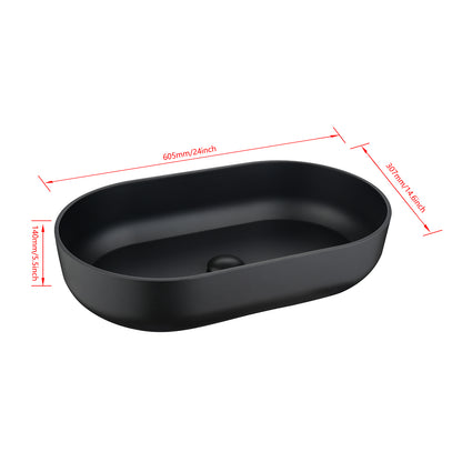 Matte Black Above Bathroom Vessel Sink for Lavatory Size