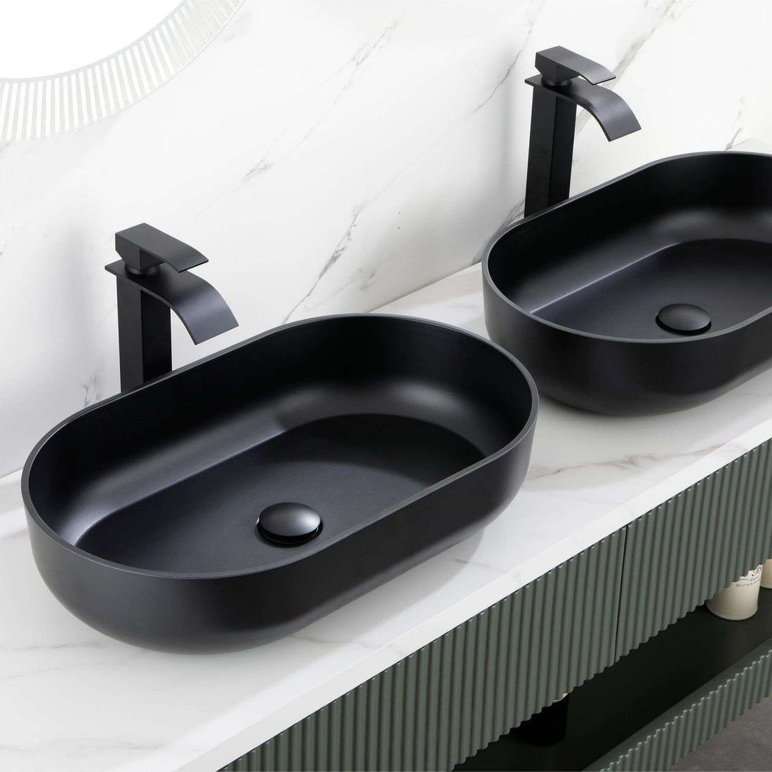 Matte Black Above Bathroom Vessel Vanity Sink