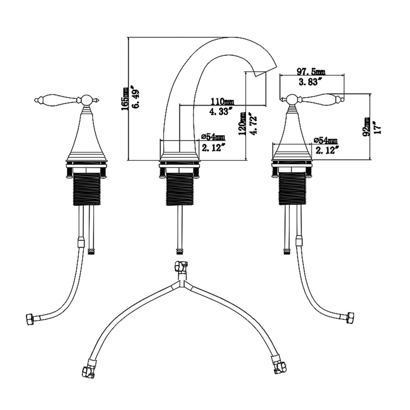 Matte Black Double Handle Sink Faucet Parameters