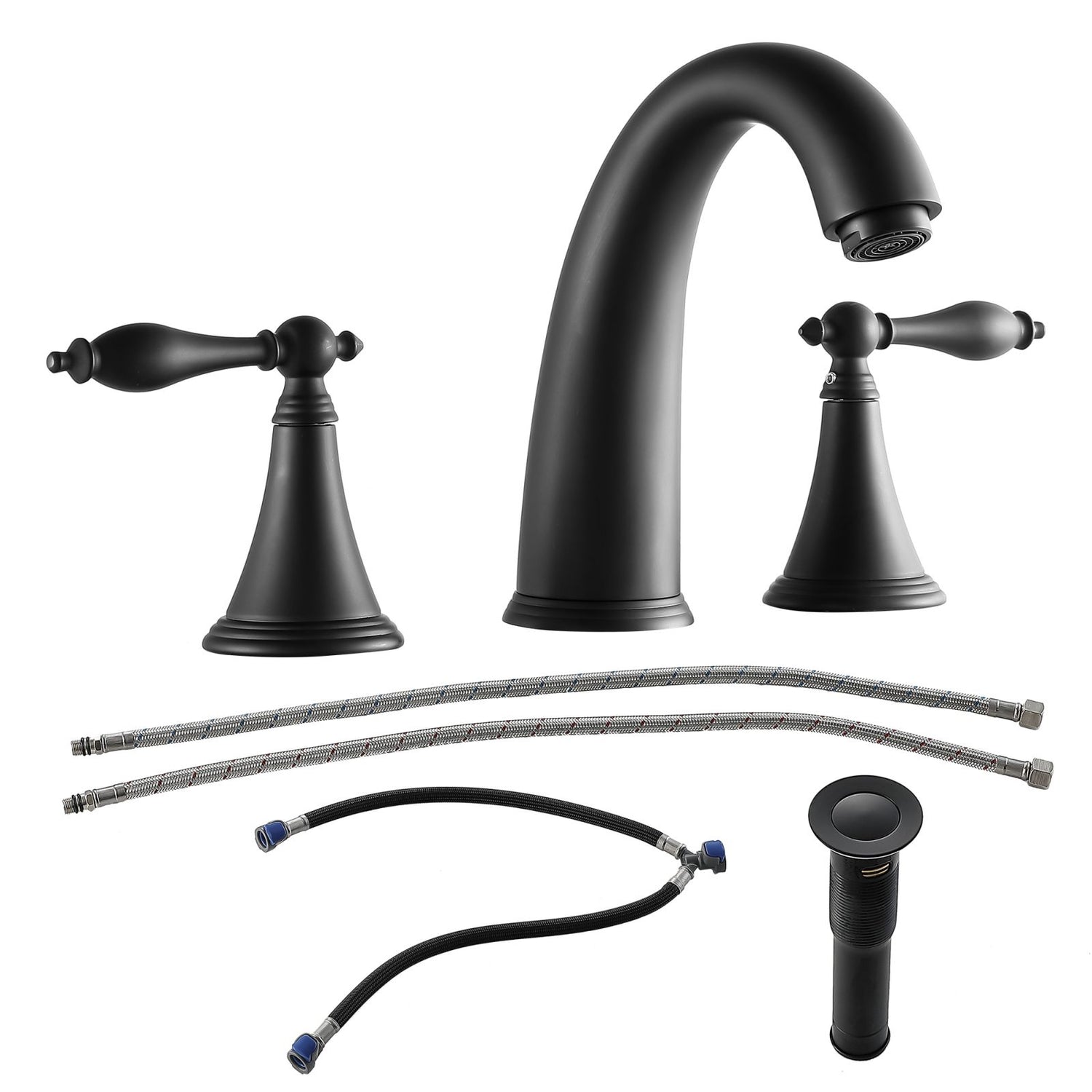 Matte Black Double Handle Sink Faucet Parts