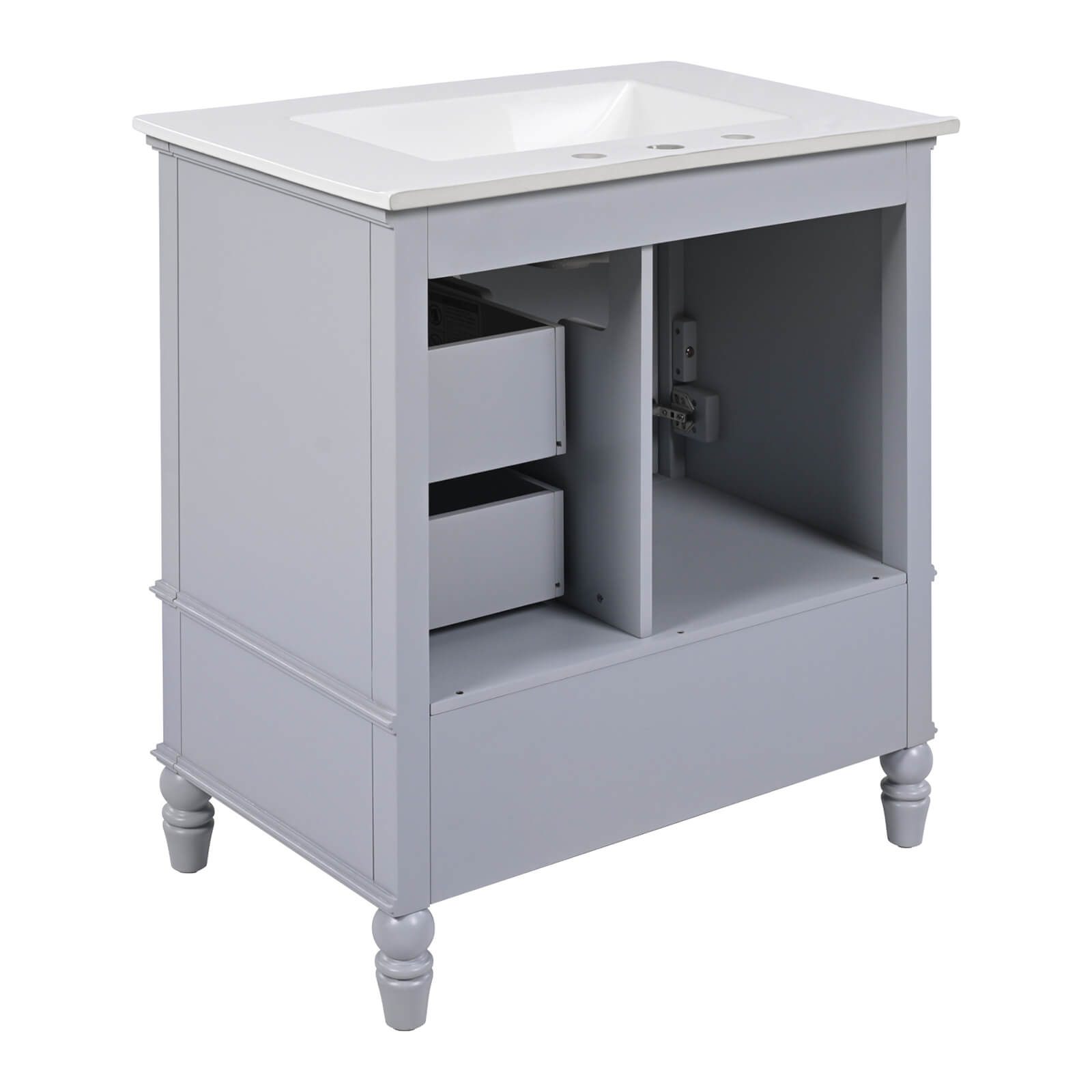 Modern 30 in Light Grayish Blue Vanity with elegant shaker style and ceramic sink