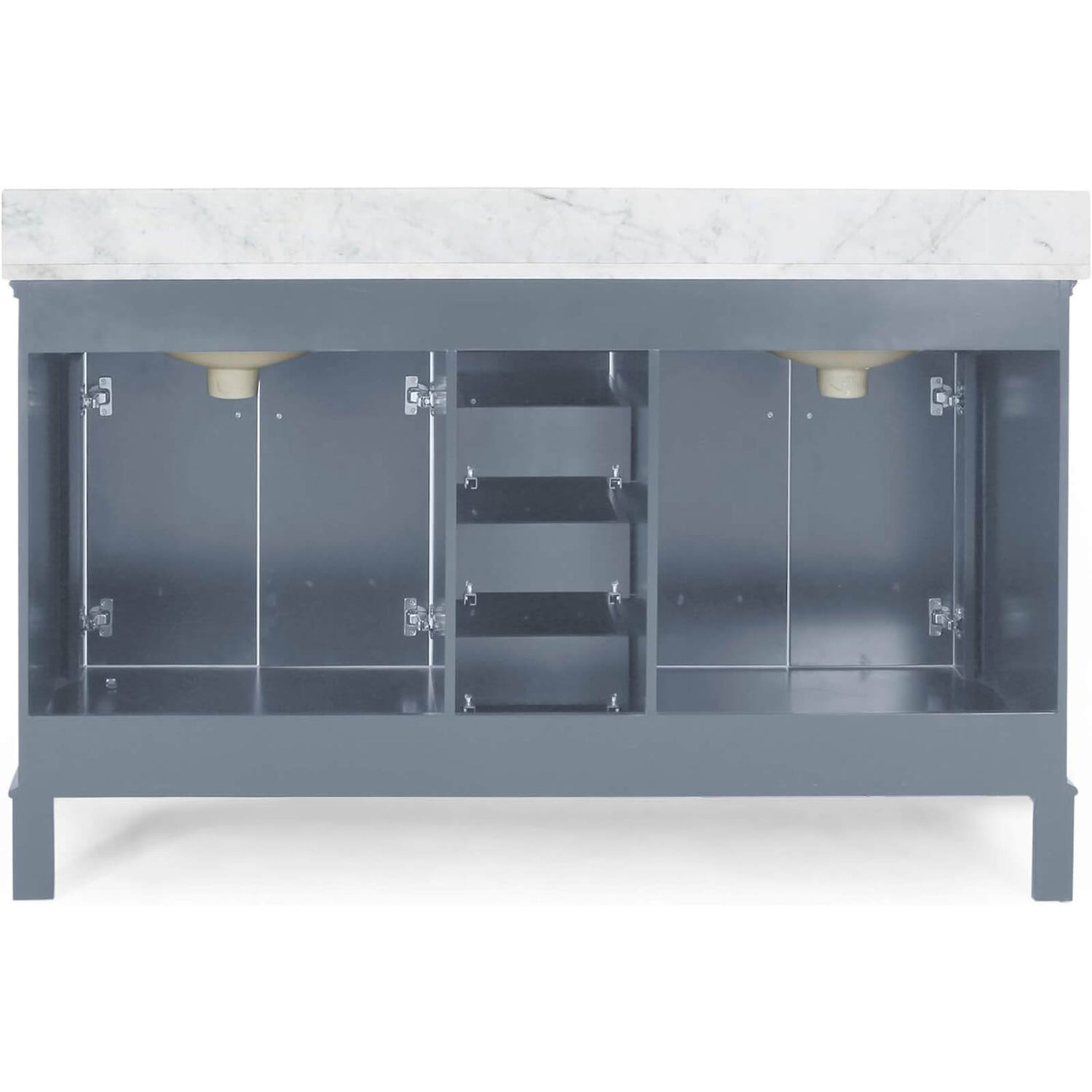 Modern 61 inch blue grey double sink vanity designed for luxury bathrooms with a backsplash