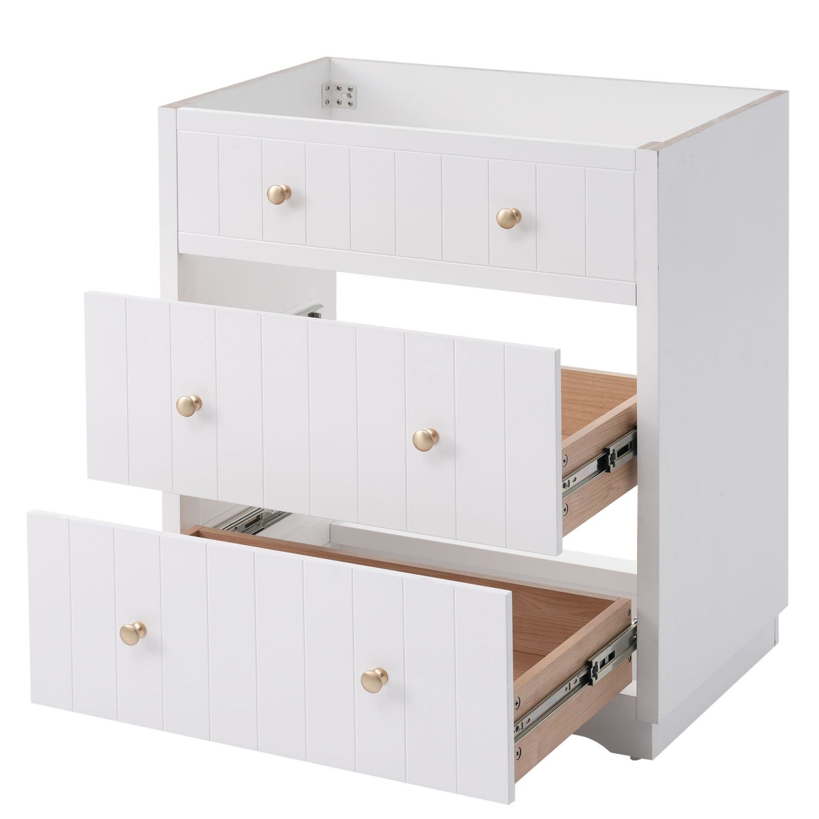 Modern Sleek White Bathroom Vanity Cabinet with Dual Drawers