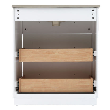 Modern White Bathroom Vanity Cabinet with Dual Drawers