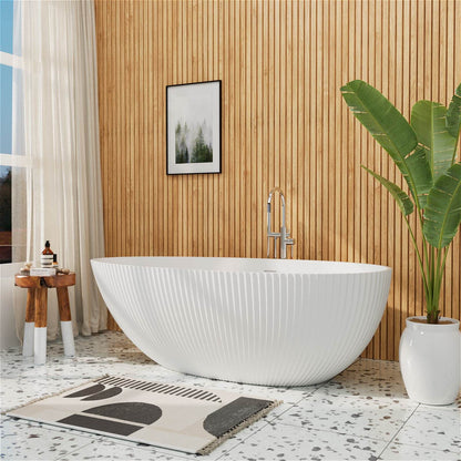 Modern bathroom featuring a pleated texture freestanding tub