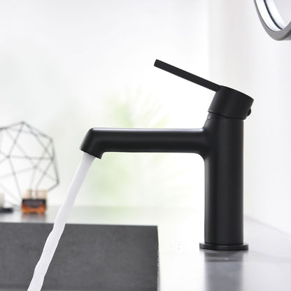 Modern Geometric Sink Faucet with Slim Handle Extended Spout Black