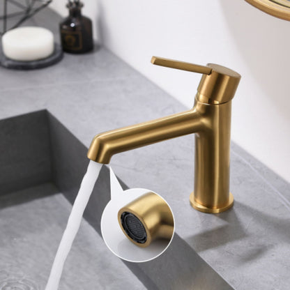 Modern Geometric Sink Faucet with Slim Handle Extended Spout Gold