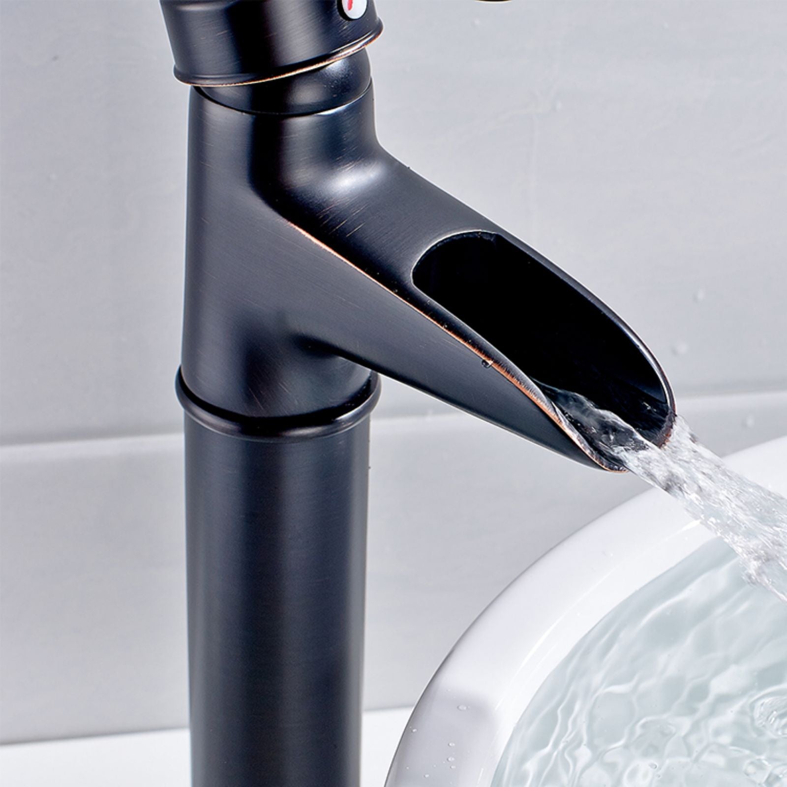 Modern Waterfall Bathroom Faucet Hot Cold Mixer Black