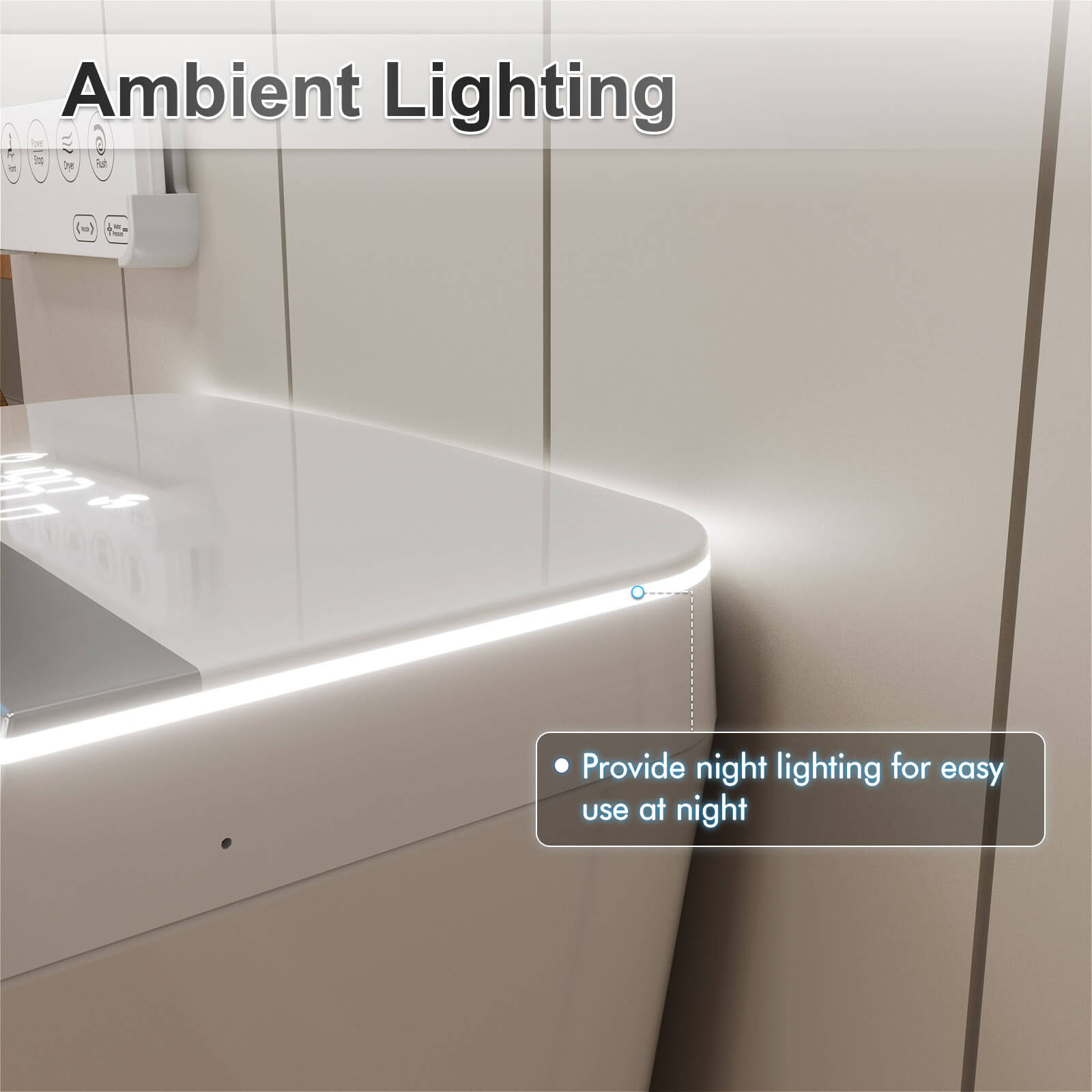 Modern Smart Bidet Toilet with Ambient Lighting