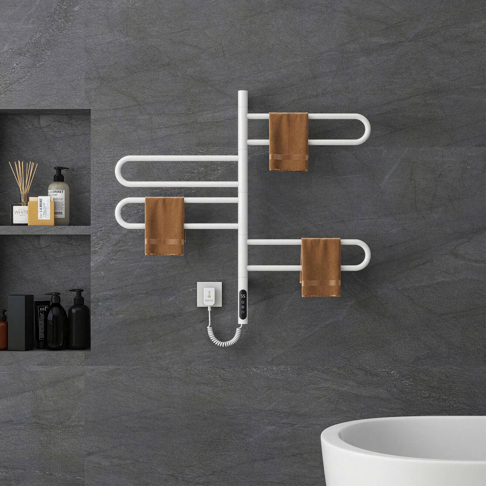 Modern White Wall Mounted Bathroom Towel Warmer