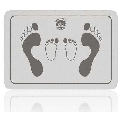 Non-Slip Diatomaceous Earth Bathtub Mat with Unique Adult and Children Footprint Design