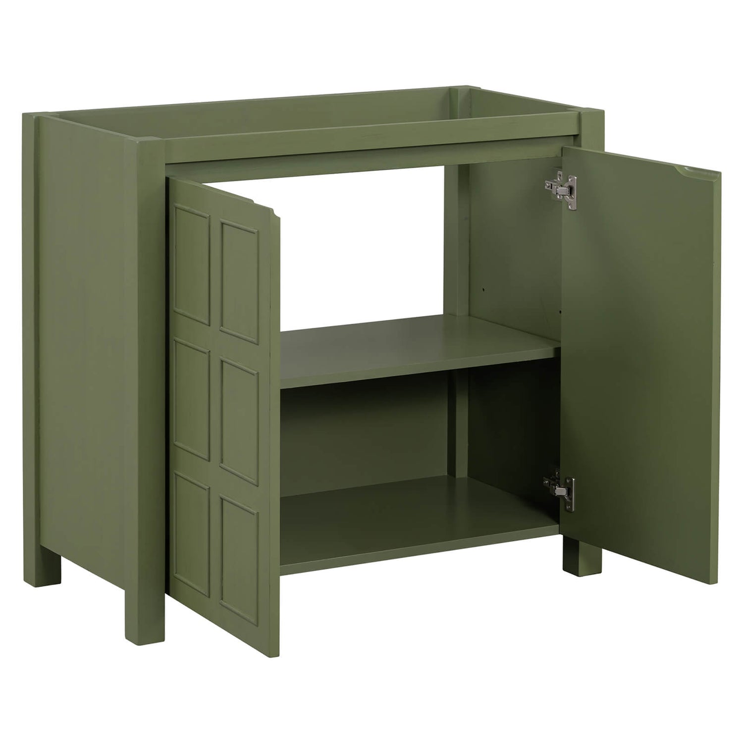 Olive-green-bathroom-cabinet-with-two-doors_-providing-spacious-storage-and-a-charming-antique-look