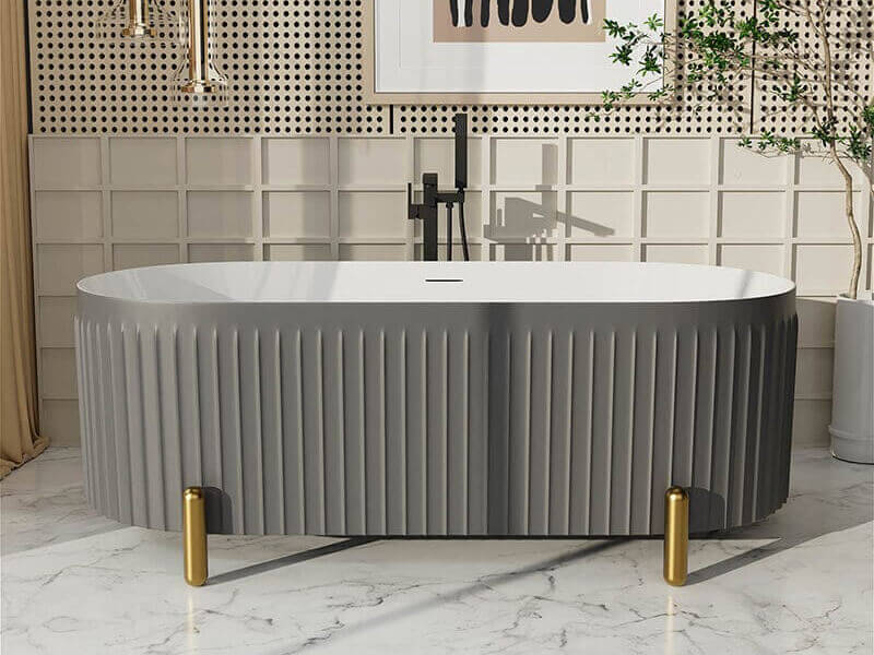 Oval Acrylic Fluted Claw Foot Tub