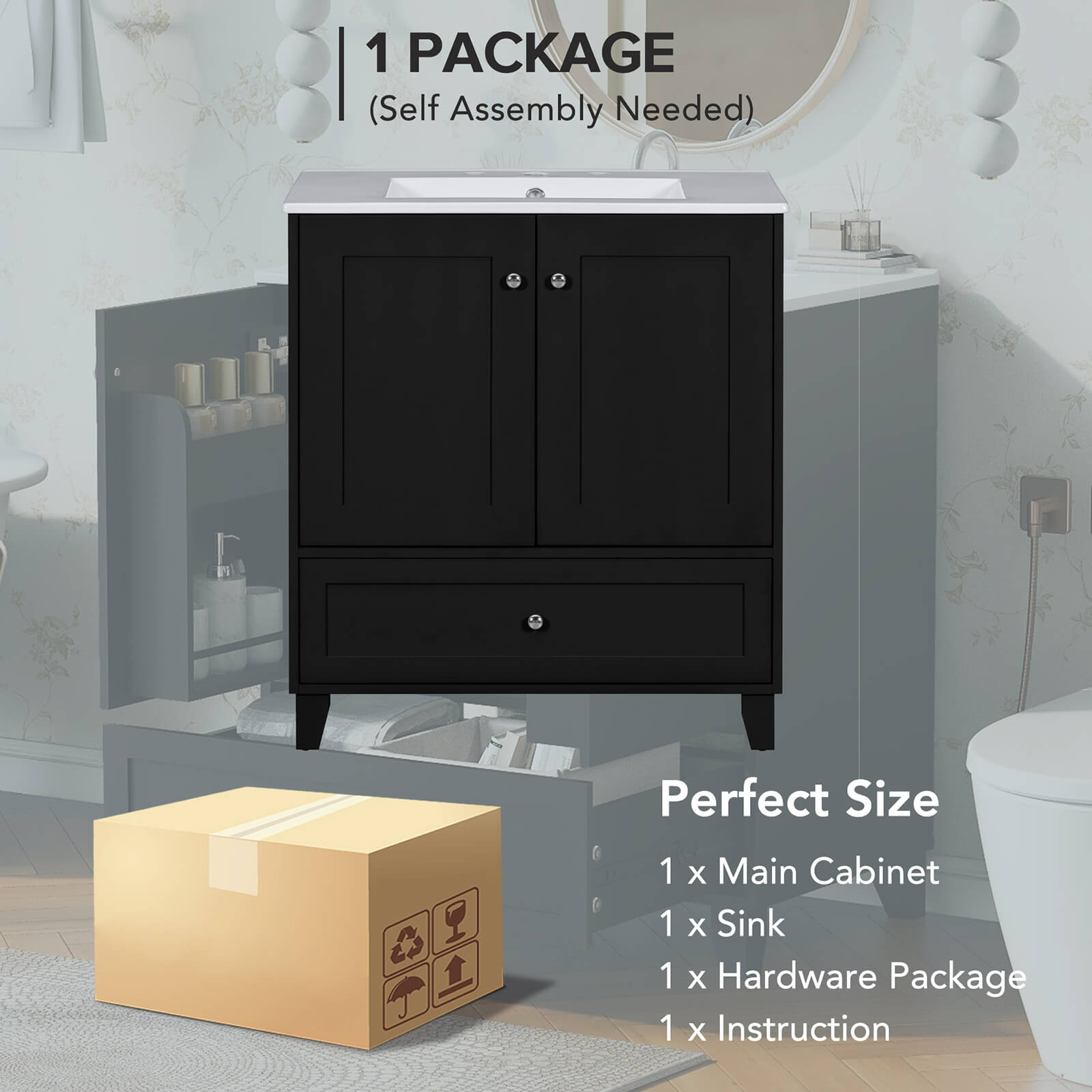 Packaging-package-diagram-of-30-inch-compact-modern-black-bathroom-vanity