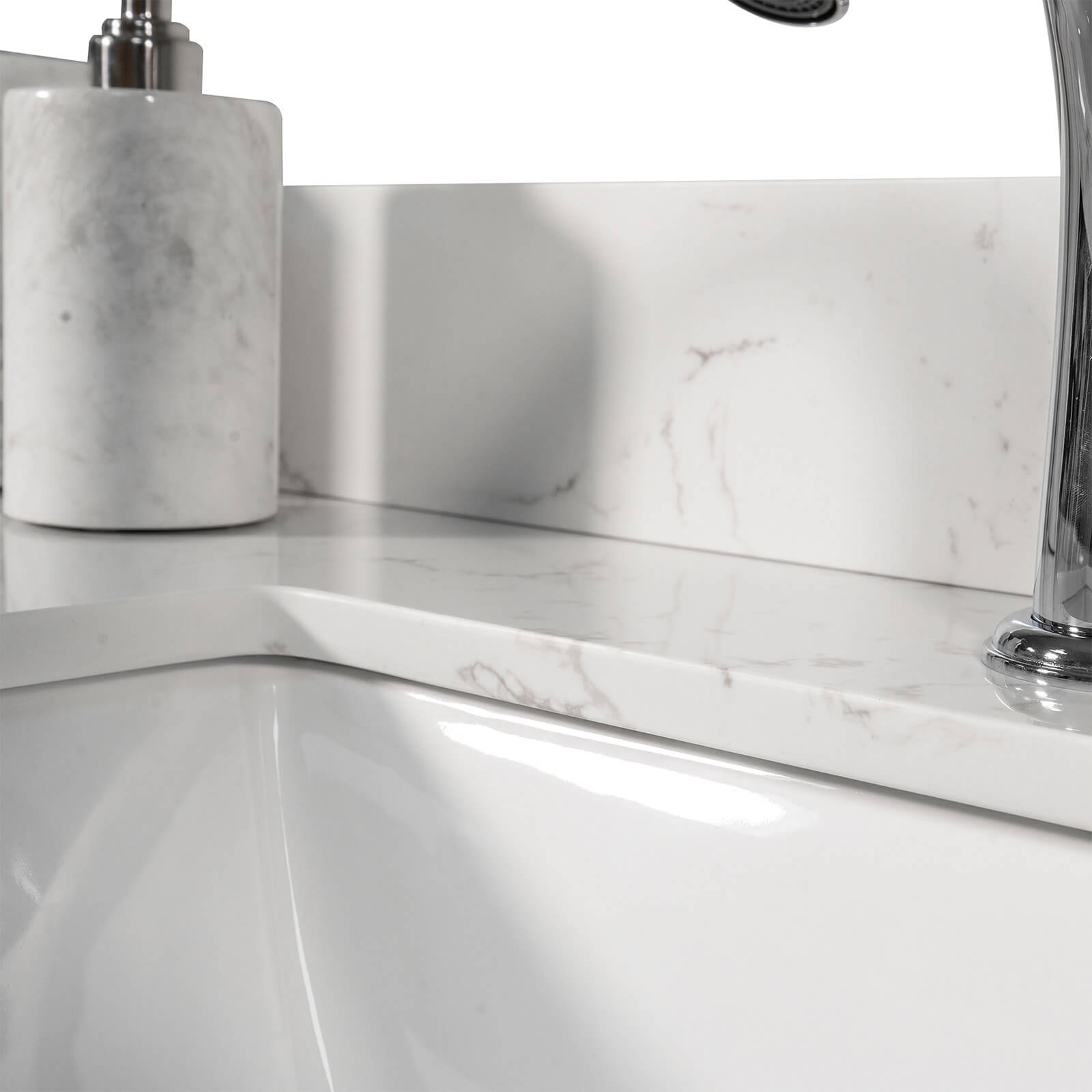 Polished Carrara marble countertop for modern bathroom design