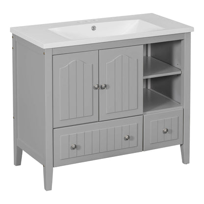 36&quot; Gray Bathroom Vanity with Ceramic Sink