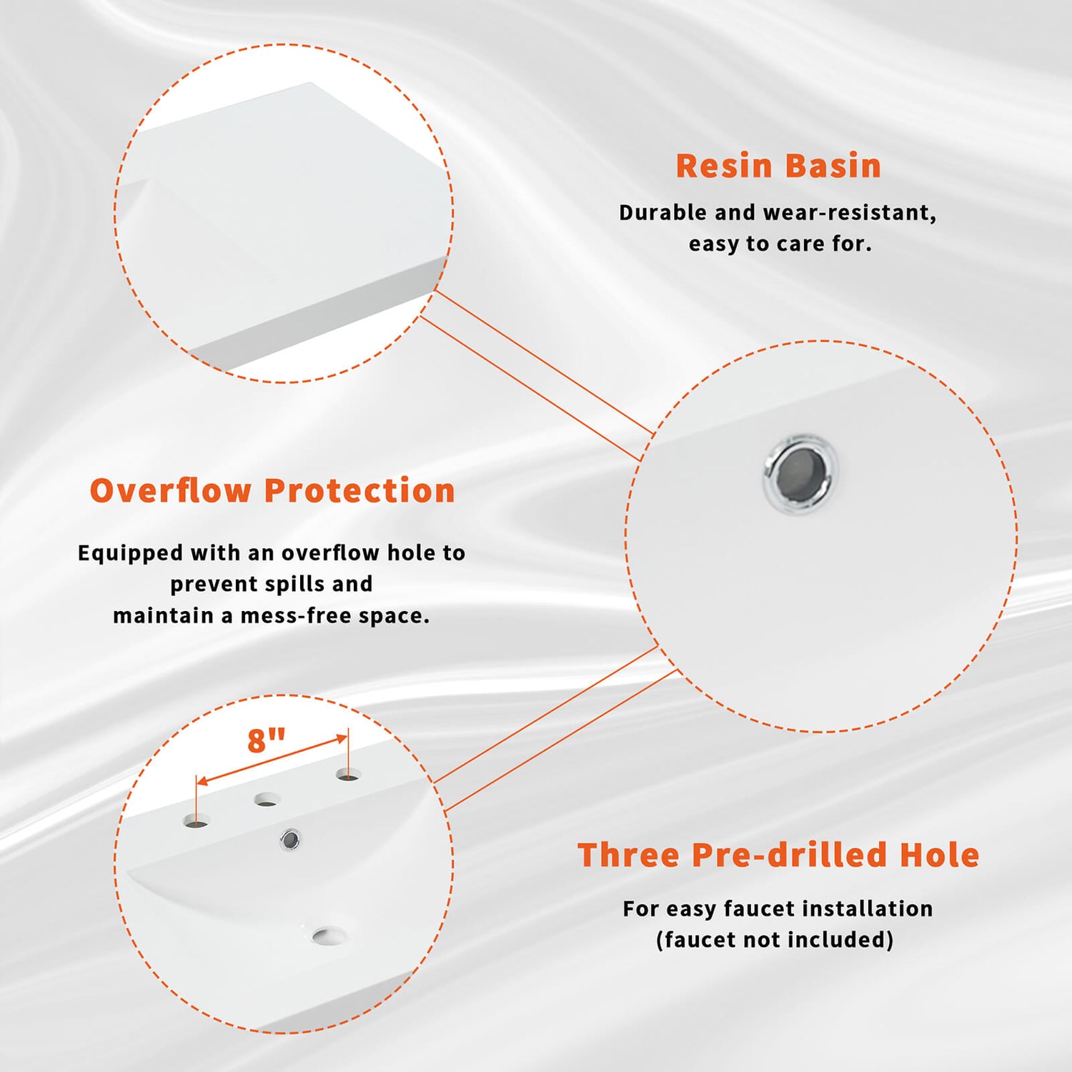 Pre installed faucet hole locations for 36 inch black bathroom vanity with left offset sink