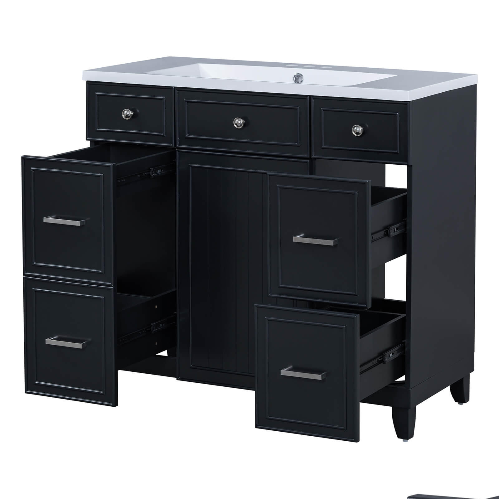 Premium 36 inch black vanity with integrated resin sink for bathrooms