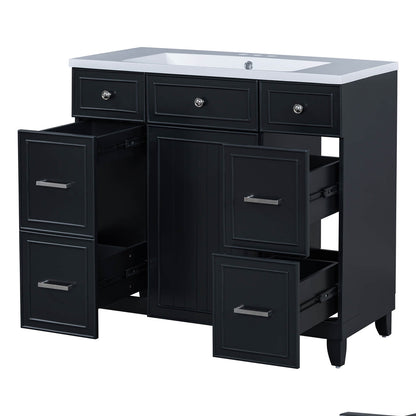 Premium 36 inch black vanity with integrated resin sink for bathrooms