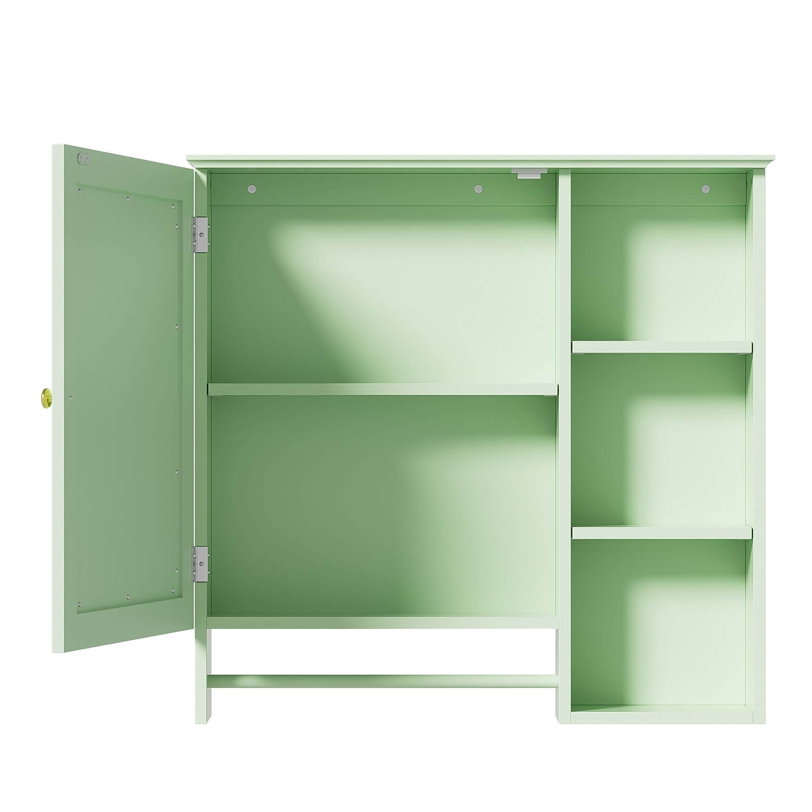 Premium Green Medicine Cabinet with Soft Close Doors and Towel Bar