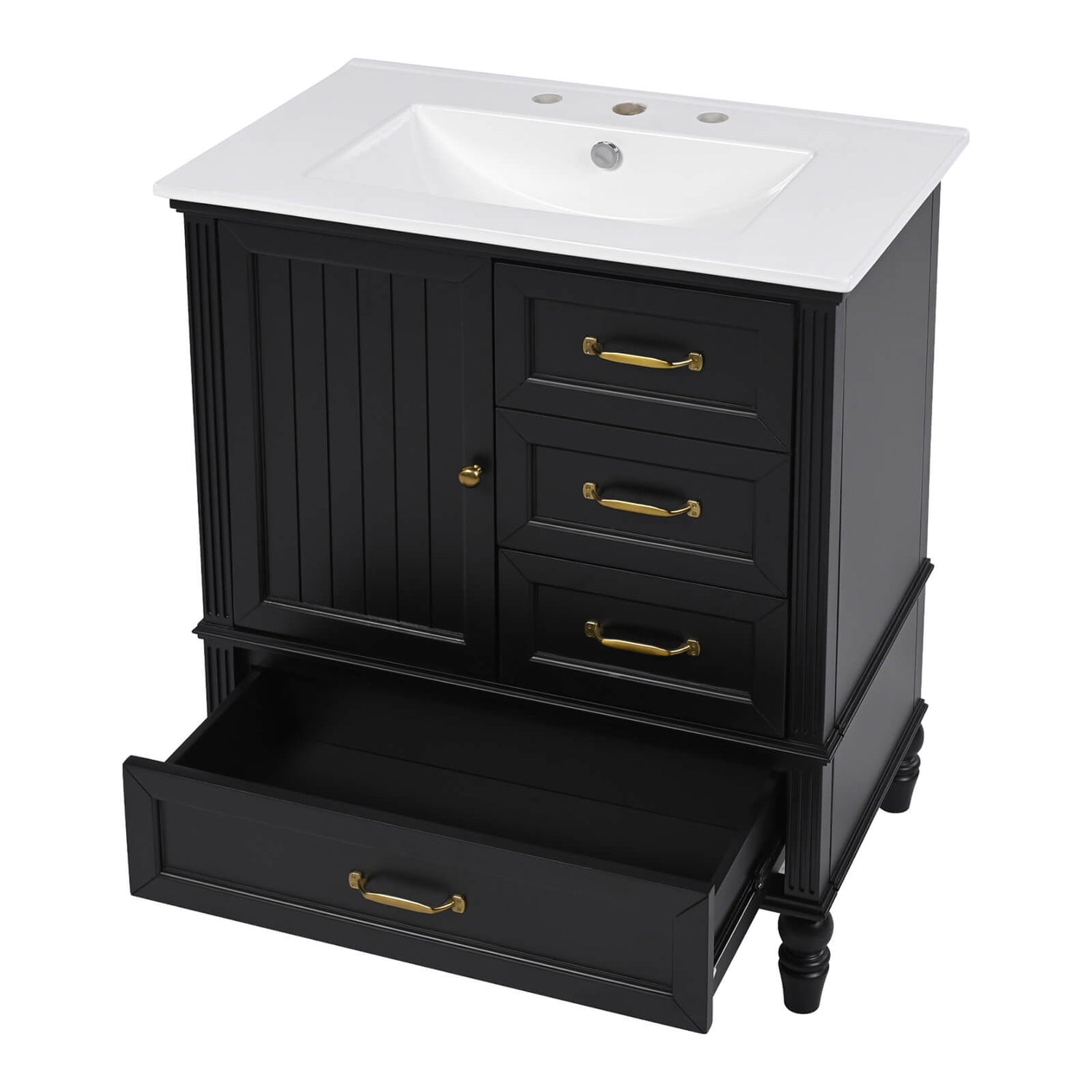 Premium acacia wood bathroom vanity with bottom storage drawer