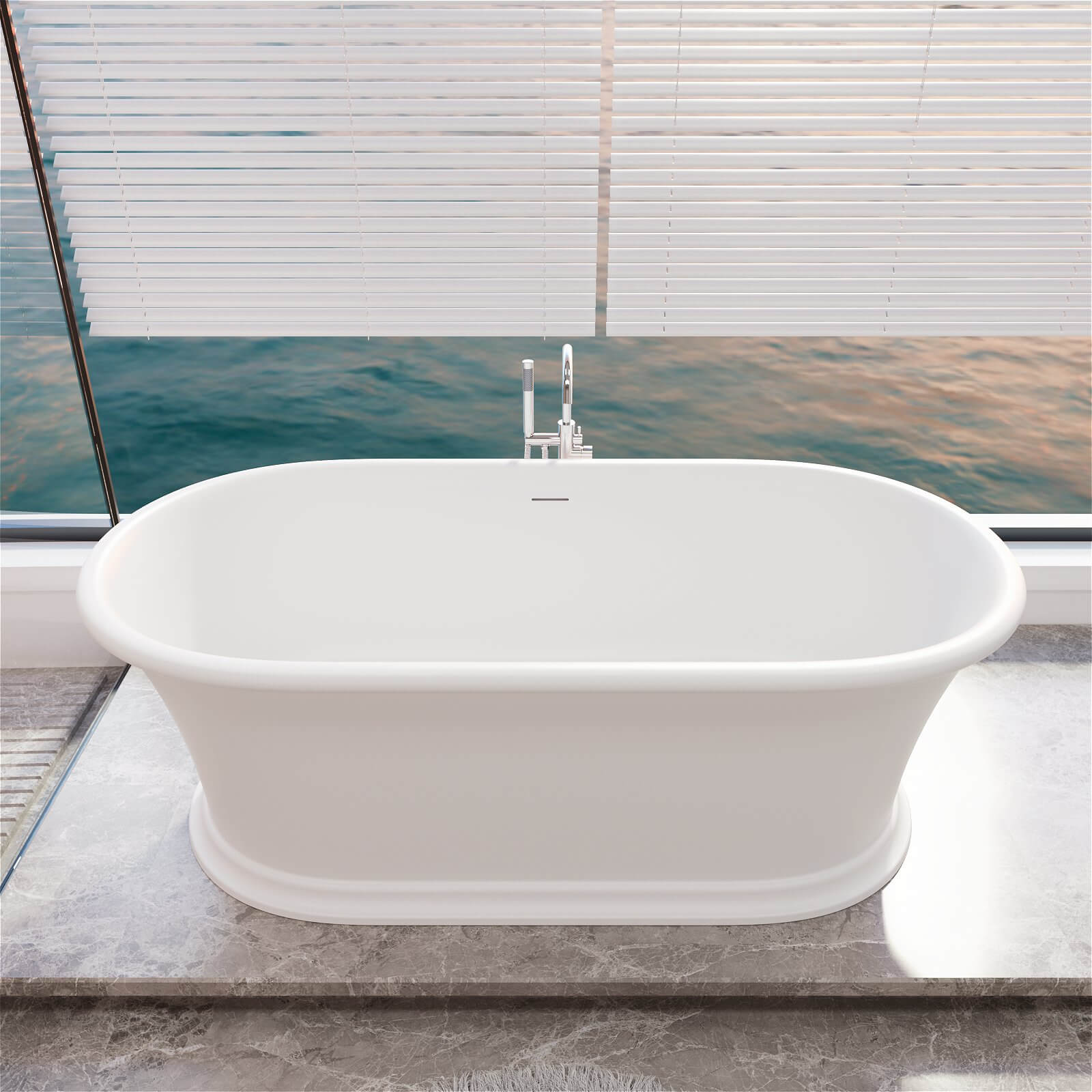 Premium stone resin modern pedestal tub for luxurious bathrooms