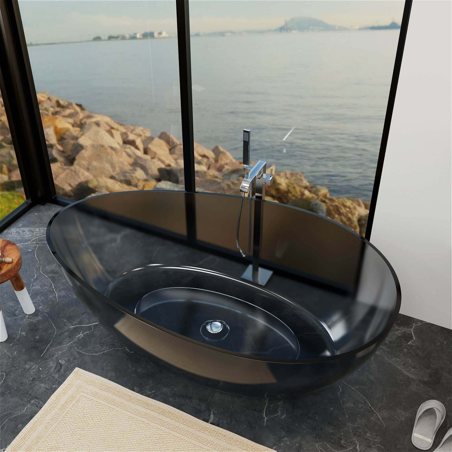 Premium freestanding bathtub with high-quality resin material