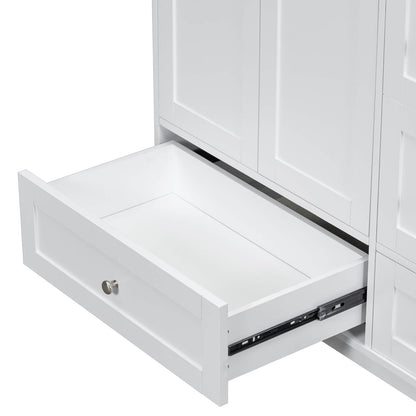 Quiet operation vanity with USB charging drawer.