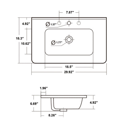 R36 Arc Basin Sink Size